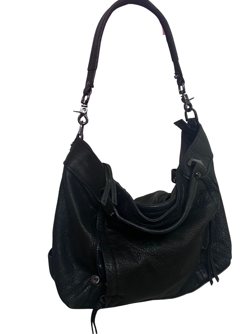 🖤MAKE OFFER🖤 Black Leather Pebbled Hobo Shoulder Bag Goth Punk Large Purse